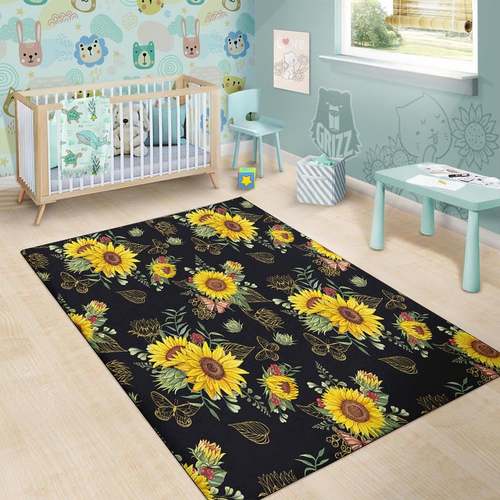 Sunflower Field Print Pattern Floor Mat-grizzshop