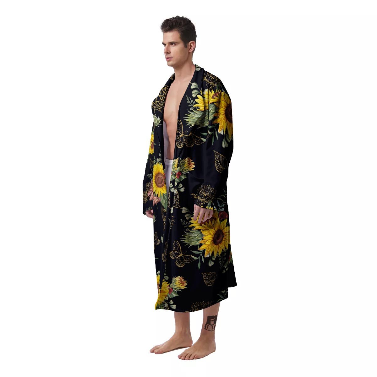 Sunflower Field Print Pattern Men's Robe-grizzshop