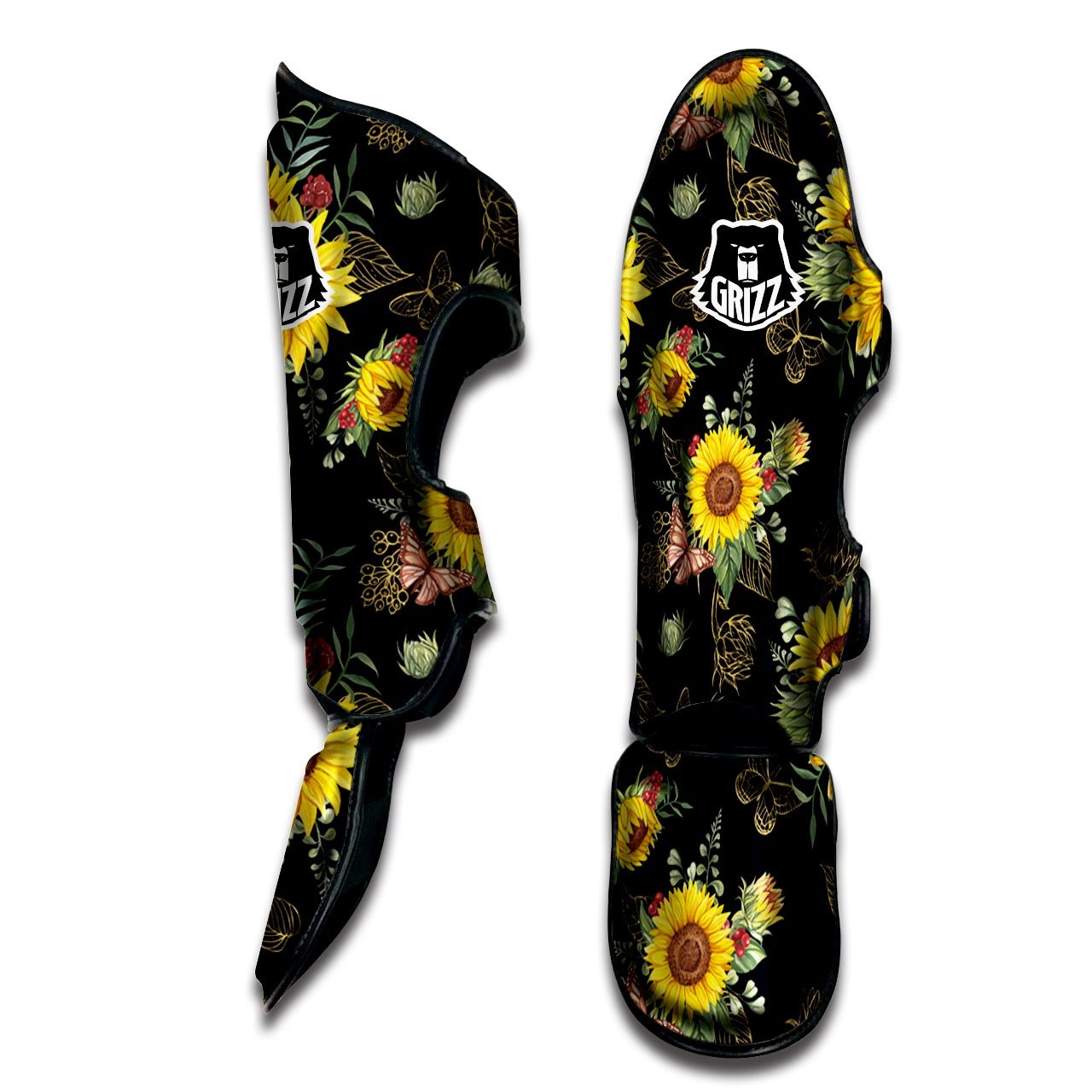 Sunflower Field Print Pattern Muay Thai Shin Guards-grizzshop