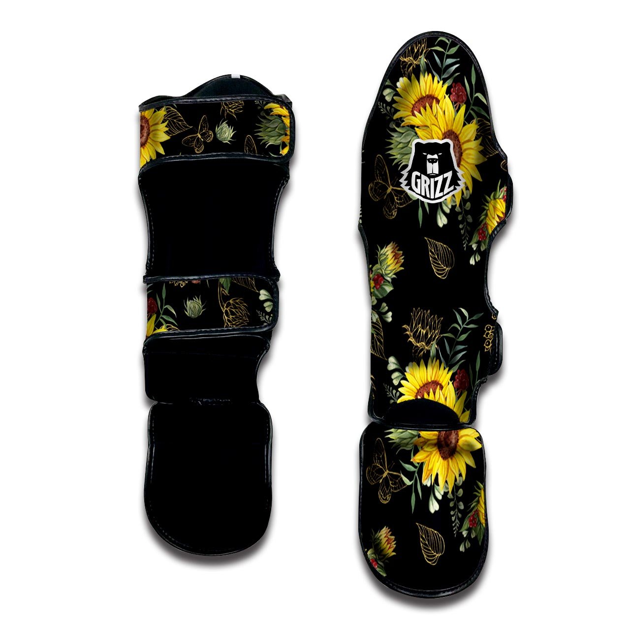 Sunflower Field Print Pattern Muay Thai Shin Guards-grizzshop