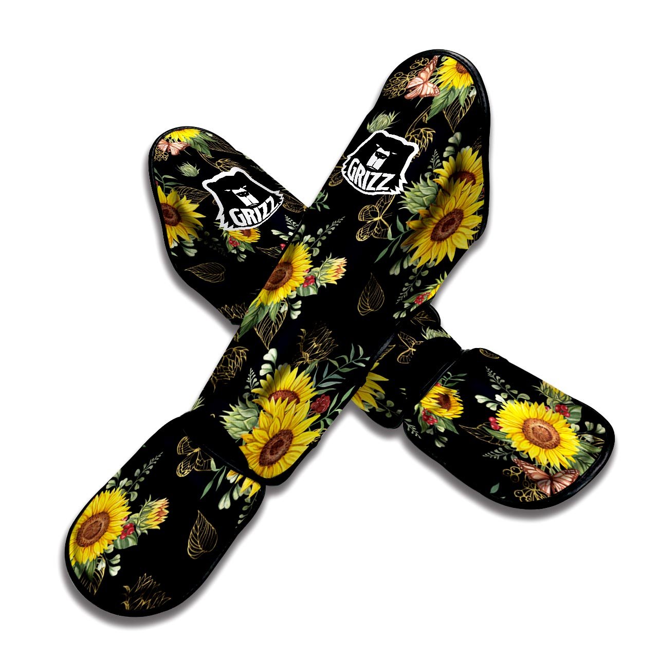 Sunflower Field Print Pattern Muay Thai Shin Guards-grizzshop