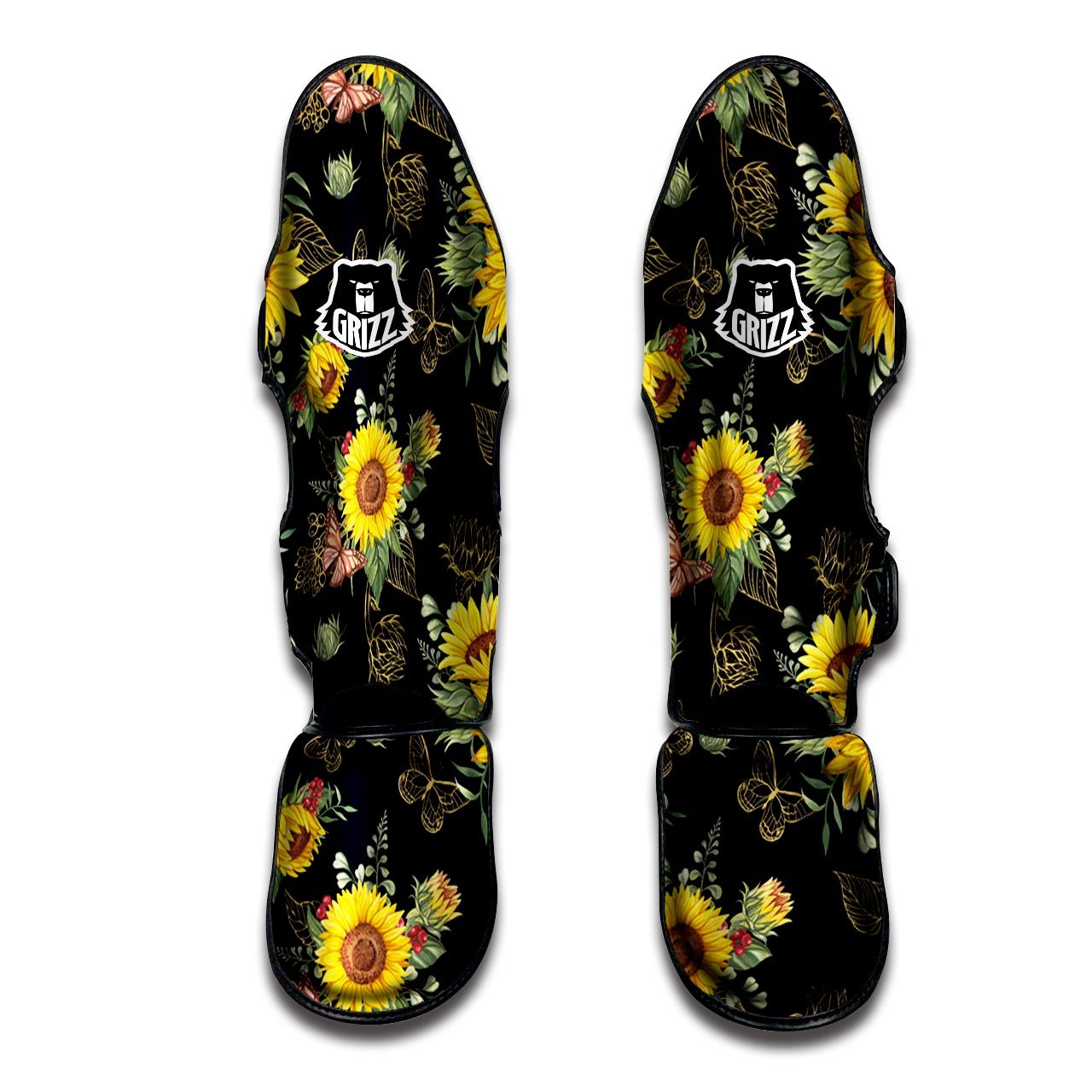 Sunflower Field Print Pattern Muay Thai Shin Guards-grizzshop