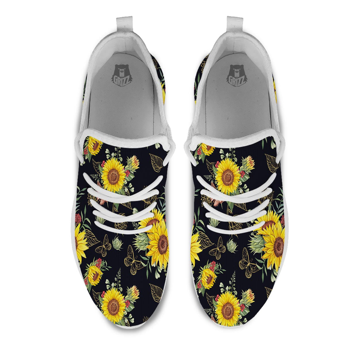 Sunflower Field Print Pattern White Athletic Shoes-grizzshop