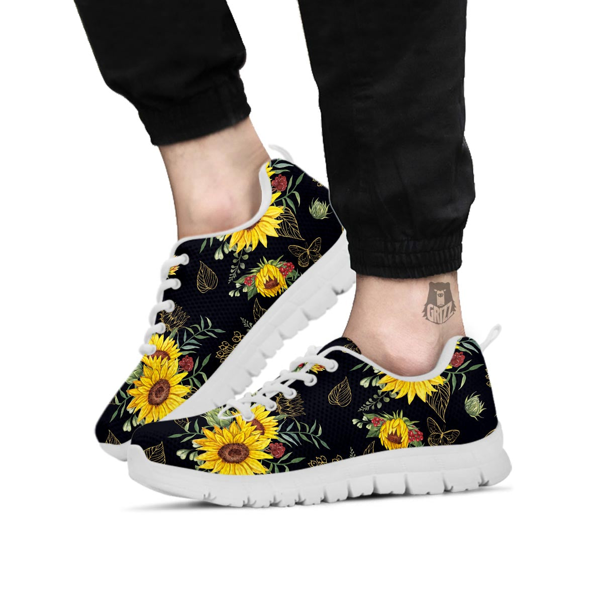 Sunflower Field Print Pattern White Sneaker-grizzshop