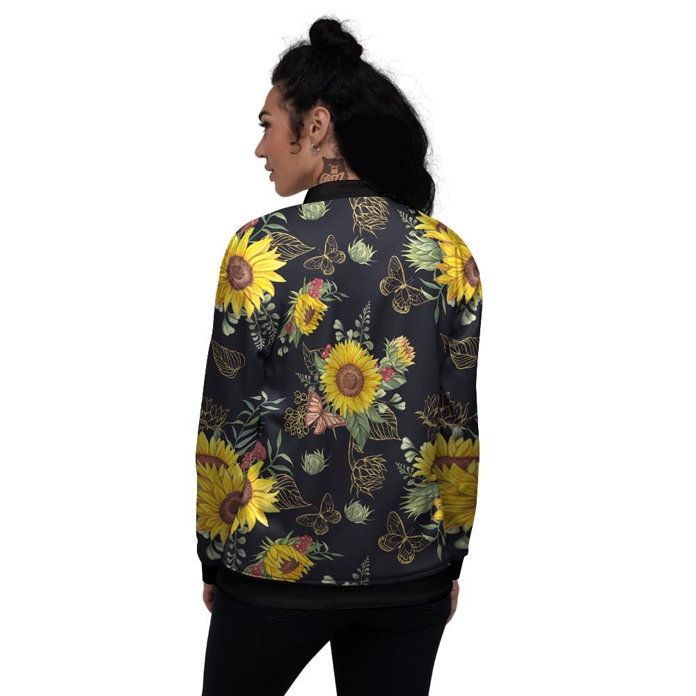 Sunflower Field Print Pattern Women's Bomber Jacket-grizzshop