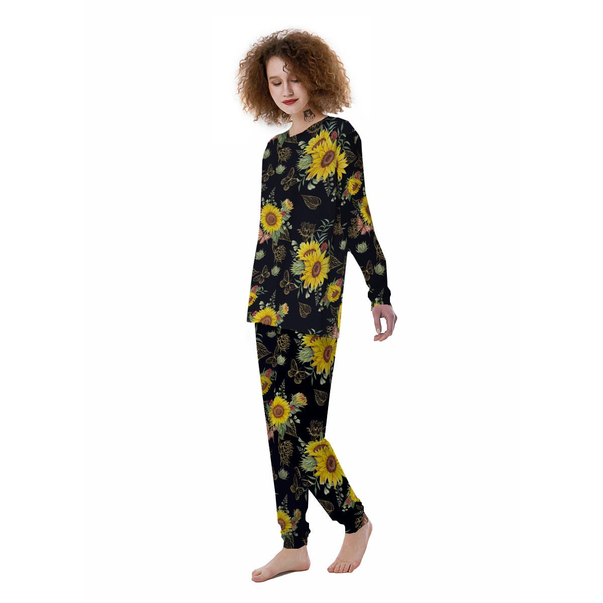 Sunflower Field Print Pattern Women's Pajamas-grizzshop