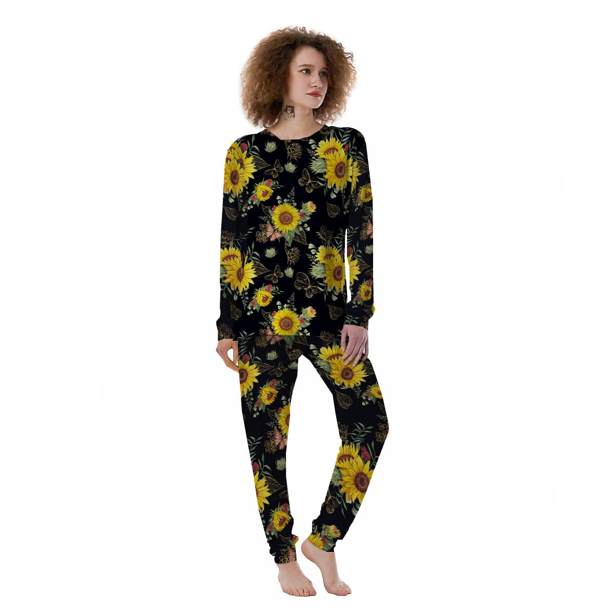 Sunflower Field Print Pattern Women's Pajamas-grizzshop