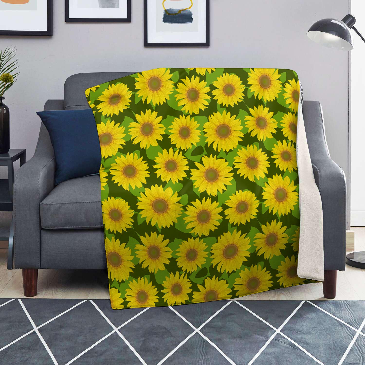 Sunflower Flower Print Blanket-grizzshop