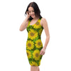 Sunflower Flower Print Bodycon Dress-grizzshop