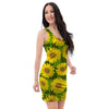 Sunflower Flower Print Bodycon Dress-grizzshop