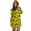 Sunflower Flower Print Hoodie Dress-grizzshop