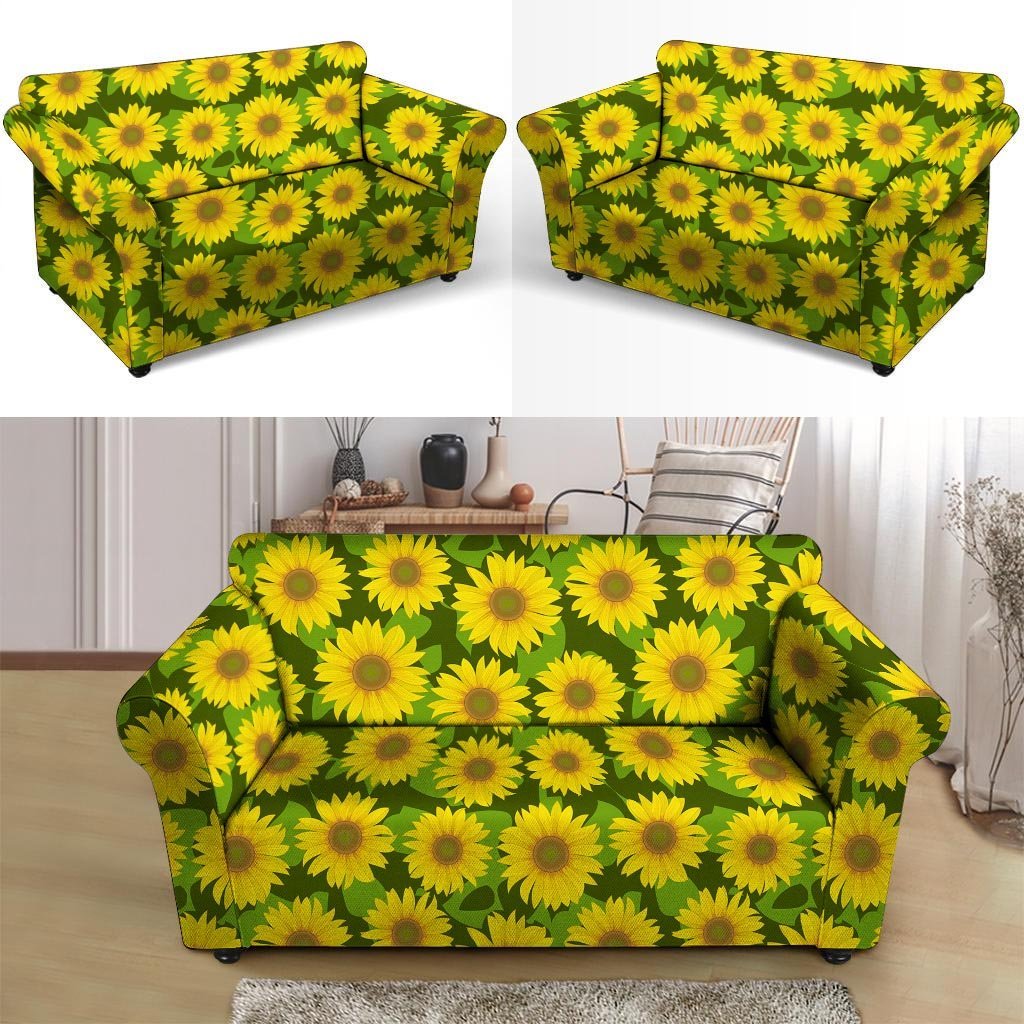 Sunflower Flower Print Loveseat Cover-grizzshop