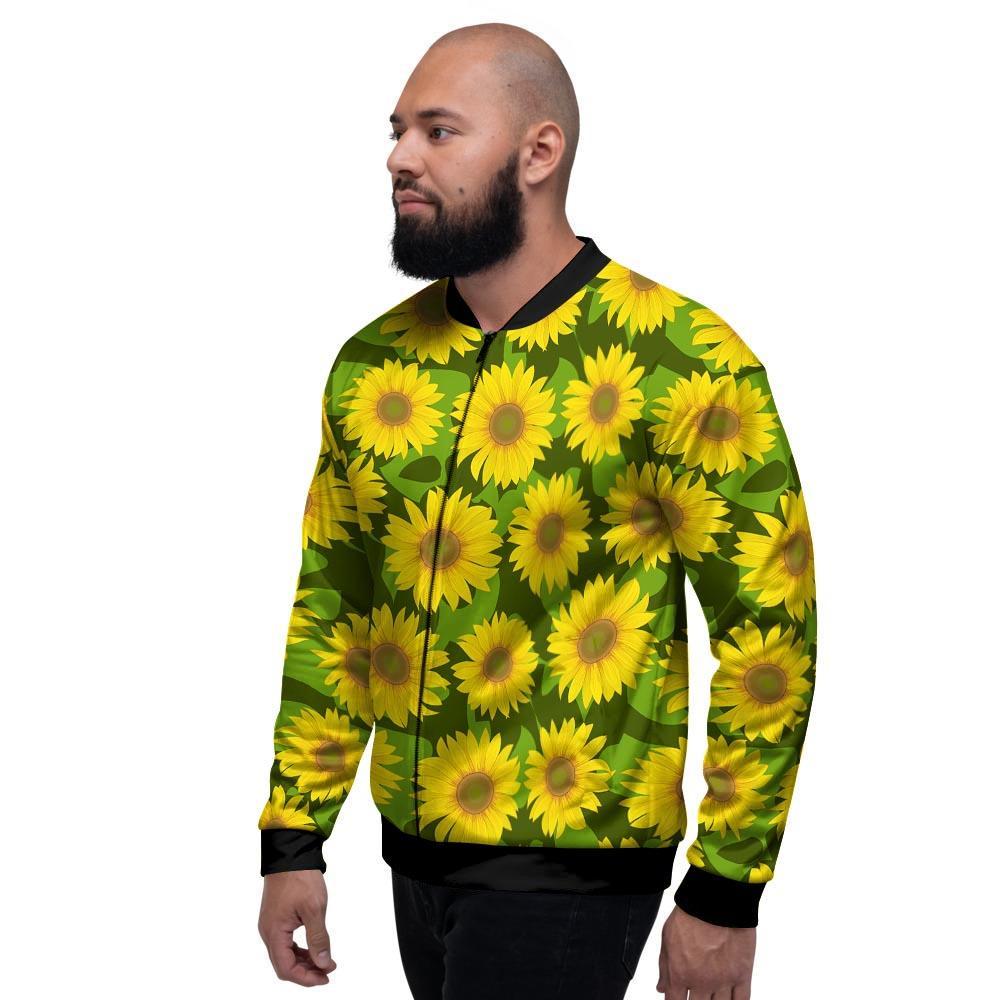 Sunflower Flower Print Men's Bomber Jacket-grizzshop