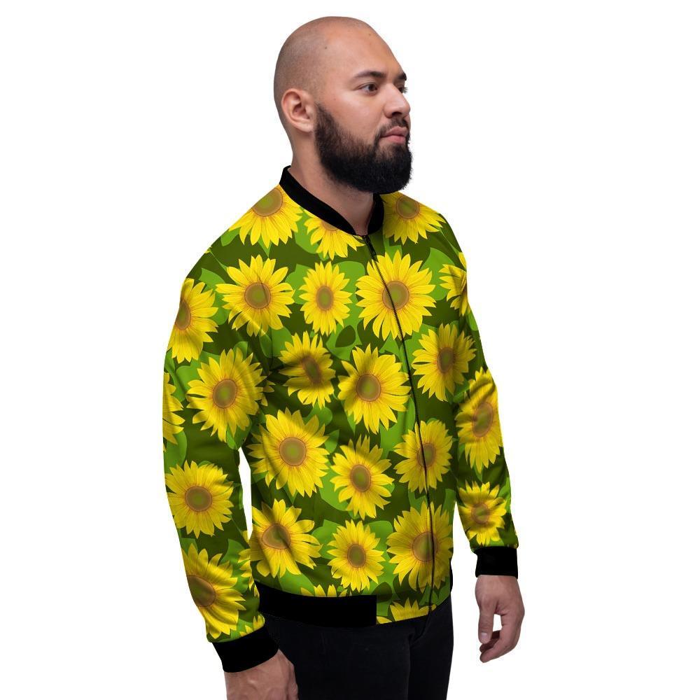 Sunflower Flower Print Men's Bomber Jacket-grizzshop