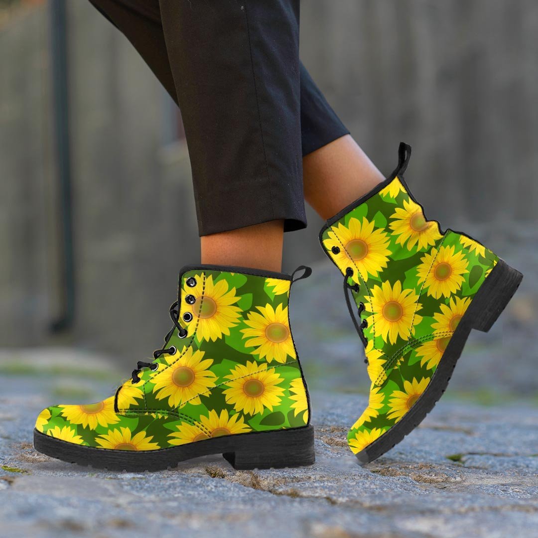 Sunflower Flower Print Men's Boots-grizzshop