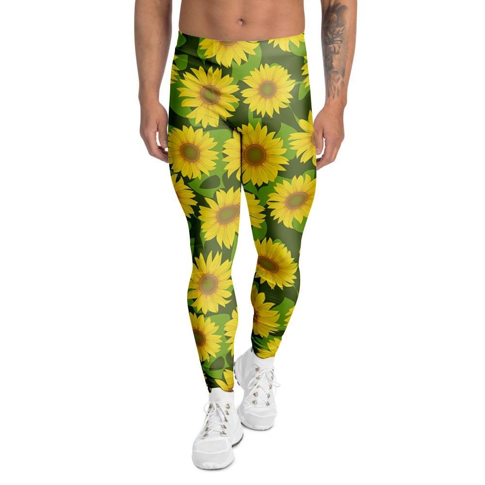 Sunflower Flower Print Men's Leggings-grizzshop