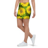 Sunflower Flower Print Mini Skirt-grizzshop