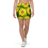 Sunflower Flower Print Mini Skirt-grizzshop