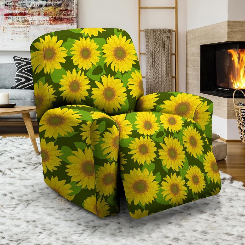 Sunflower Flower Print Recliner Cover-grizzshop