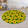 Sunflower Flower Print Round Rug-grizzshop