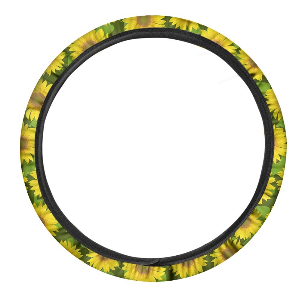 Sunflower Flower Print Steering Wheel Cover-grizzshop