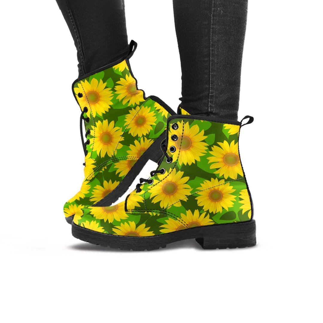 Sunflower Flower Print Women's Boots-grizzshop