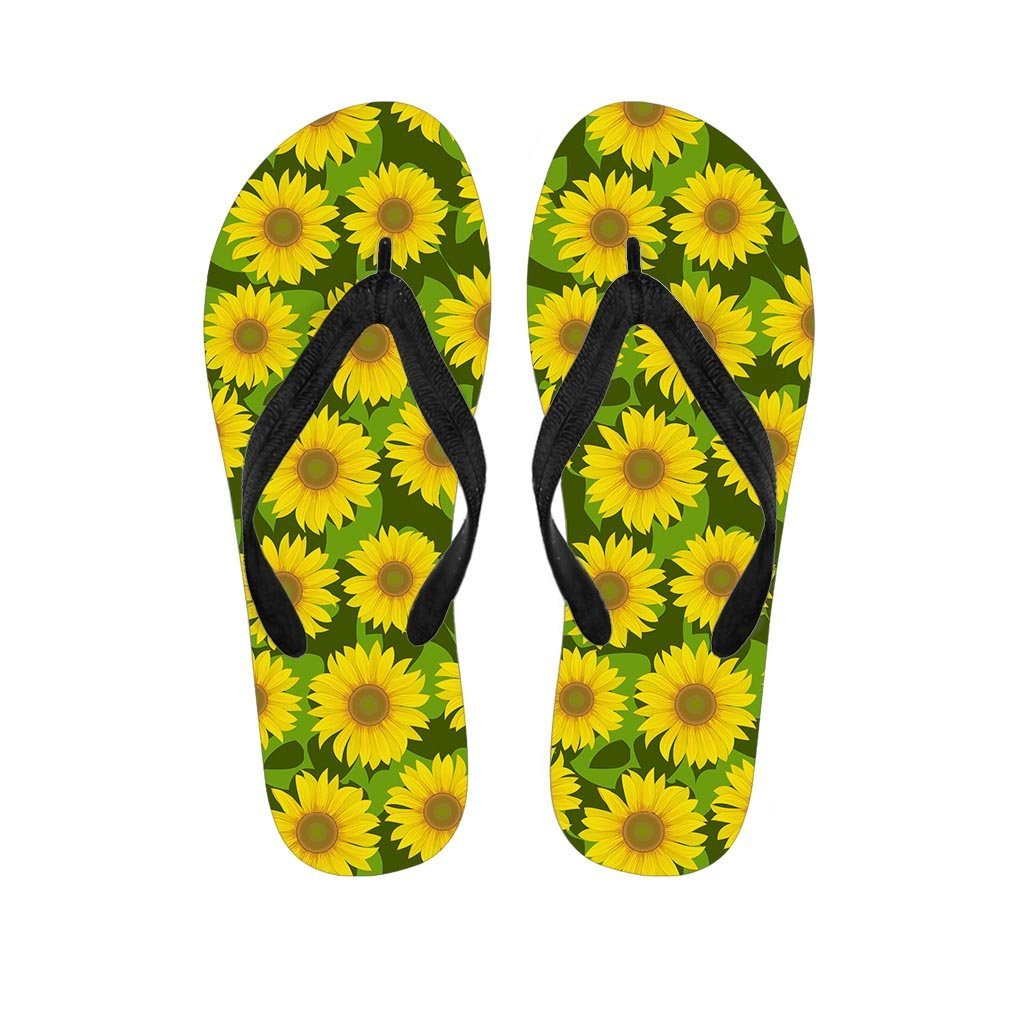 Sunflower Flower Print Women's Flip Flops-grizzshop