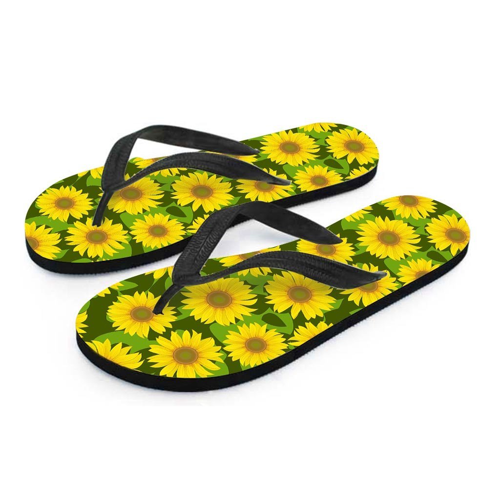 Sunflower Flower Print Women's Flip Flops-grizzshop