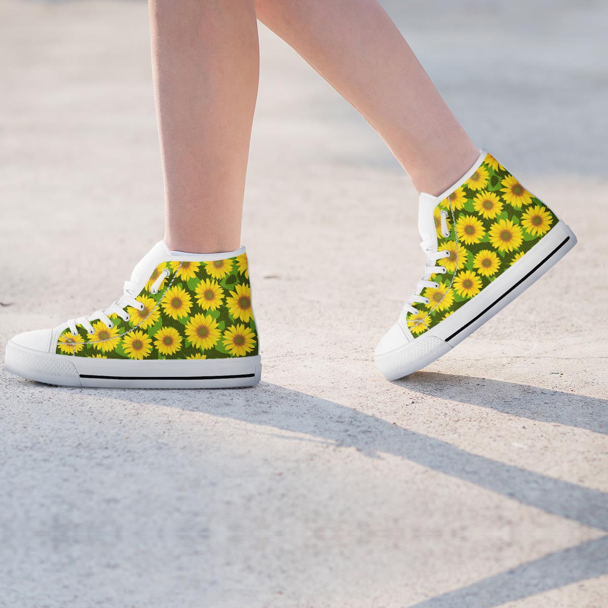 Sunflower Flower Print Women's High Top Shoes-grizzshop