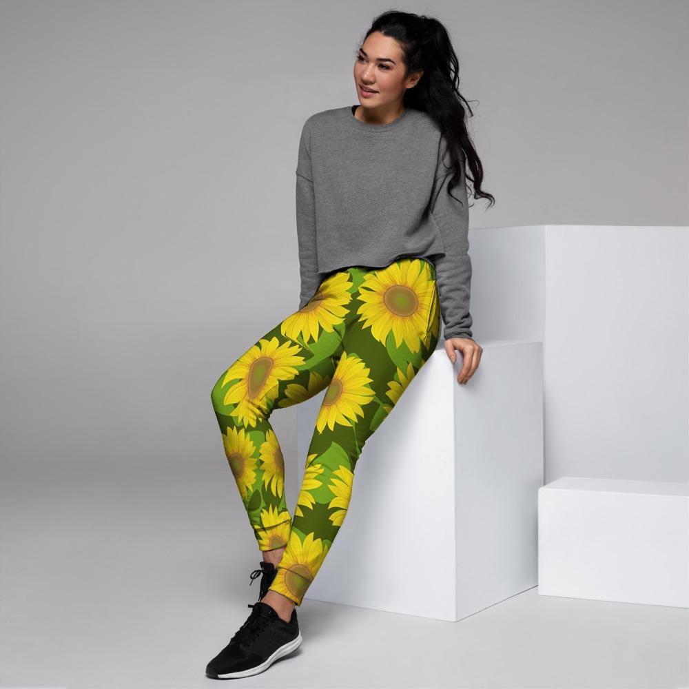 Sunflower Flower Print Women's Joggers-grizzshop