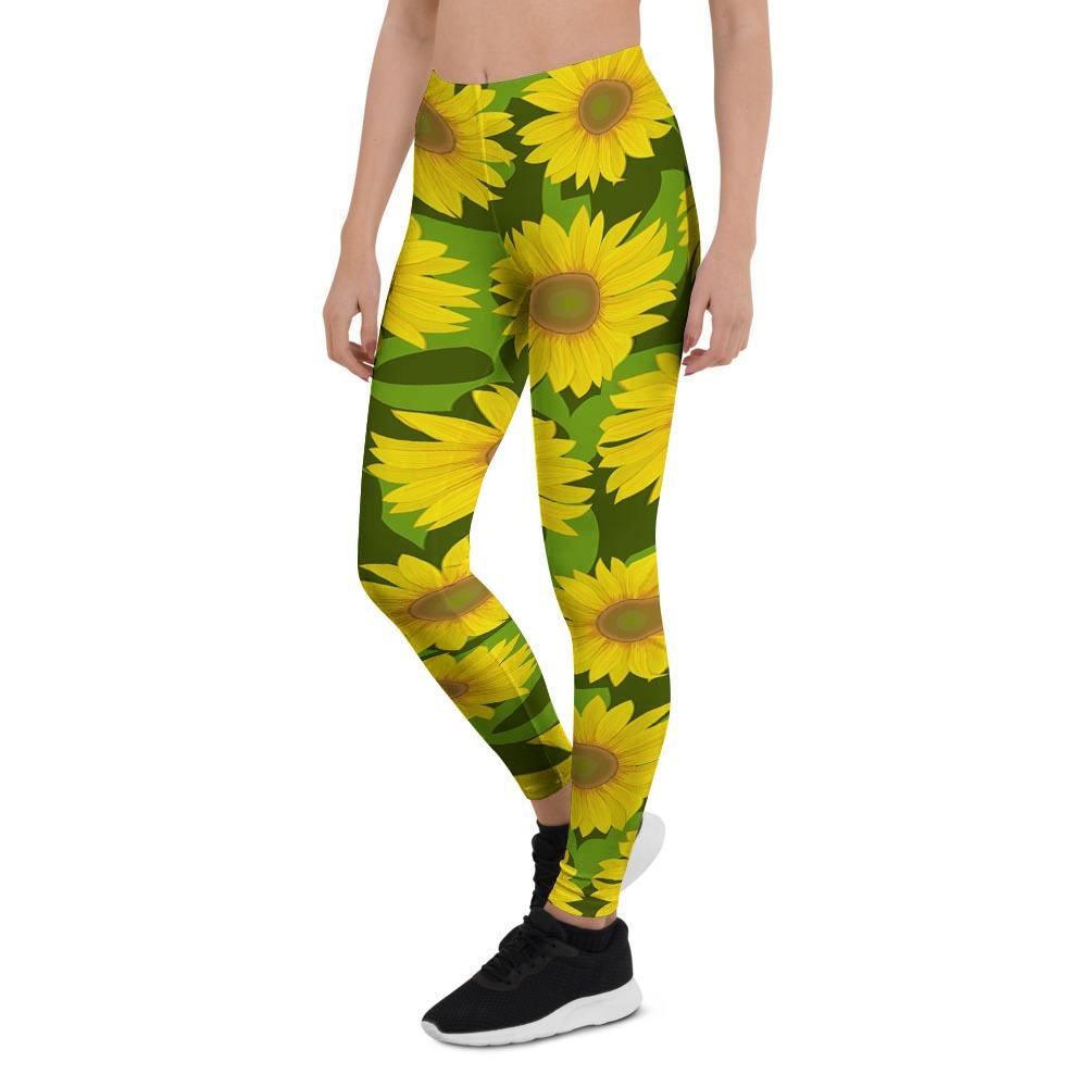 Sunflower Flower Print Women's Leggings-grizzshop