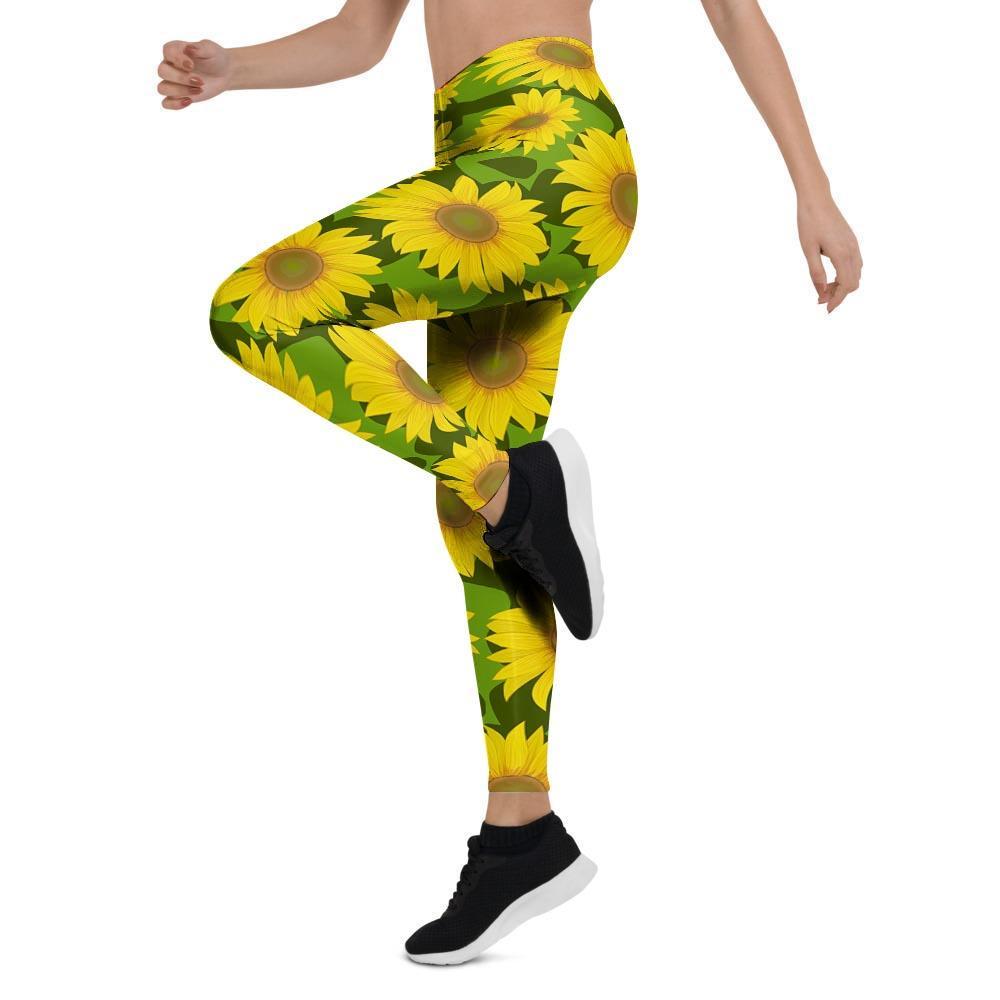 Sunflower Flower Print Women's Leggings-grizzshop