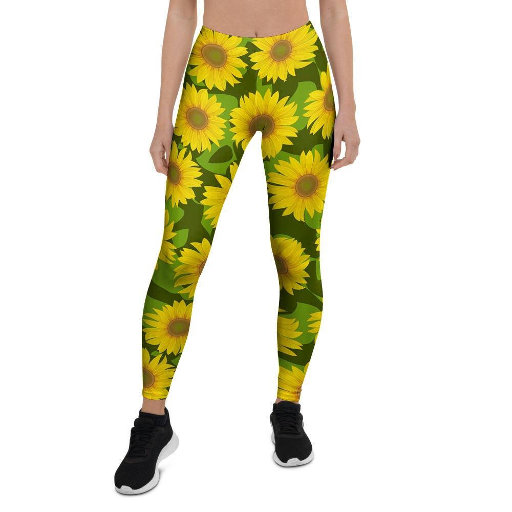 Sunflower Flower Print Women's Leggings-grizzshop