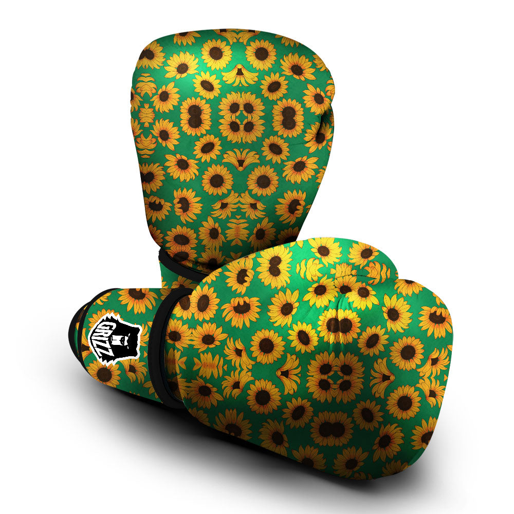 Sunflower Green Print Pattern Boxing Gloves-grizzshop