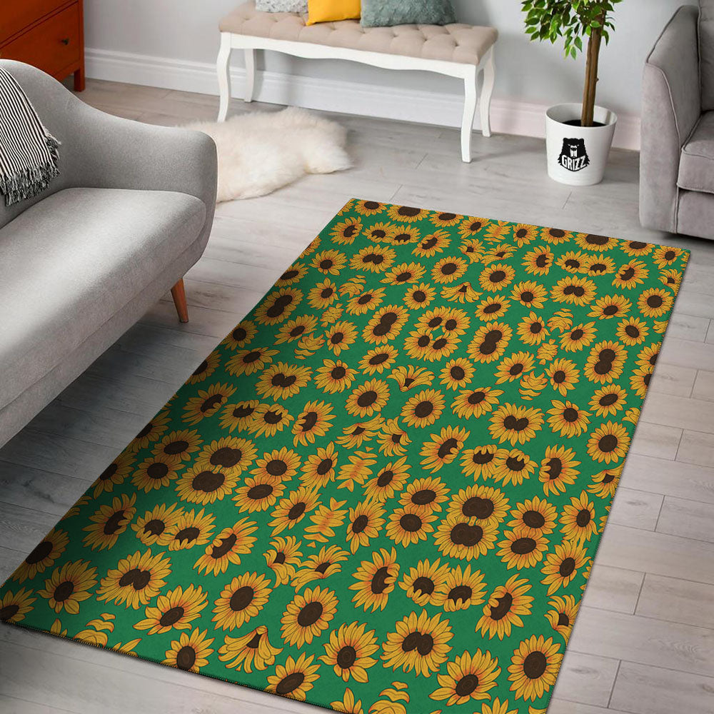 Sunflower Green Print Pattern Floor Mat-grizzshop