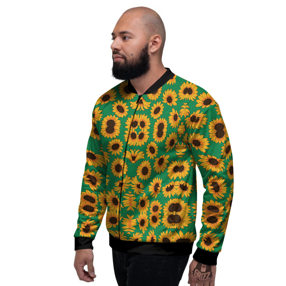 Sunflower Green Print Pattern Men's Bomber Jacket-grizzshop