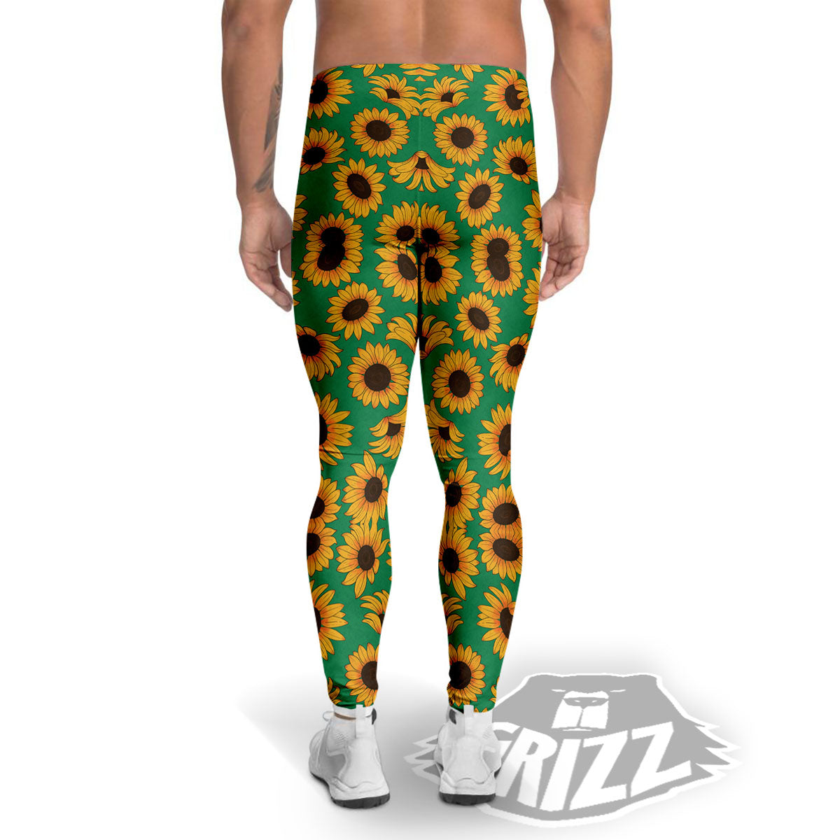 Sunflower Green Print Pattern Men's Leggings-grizzshop