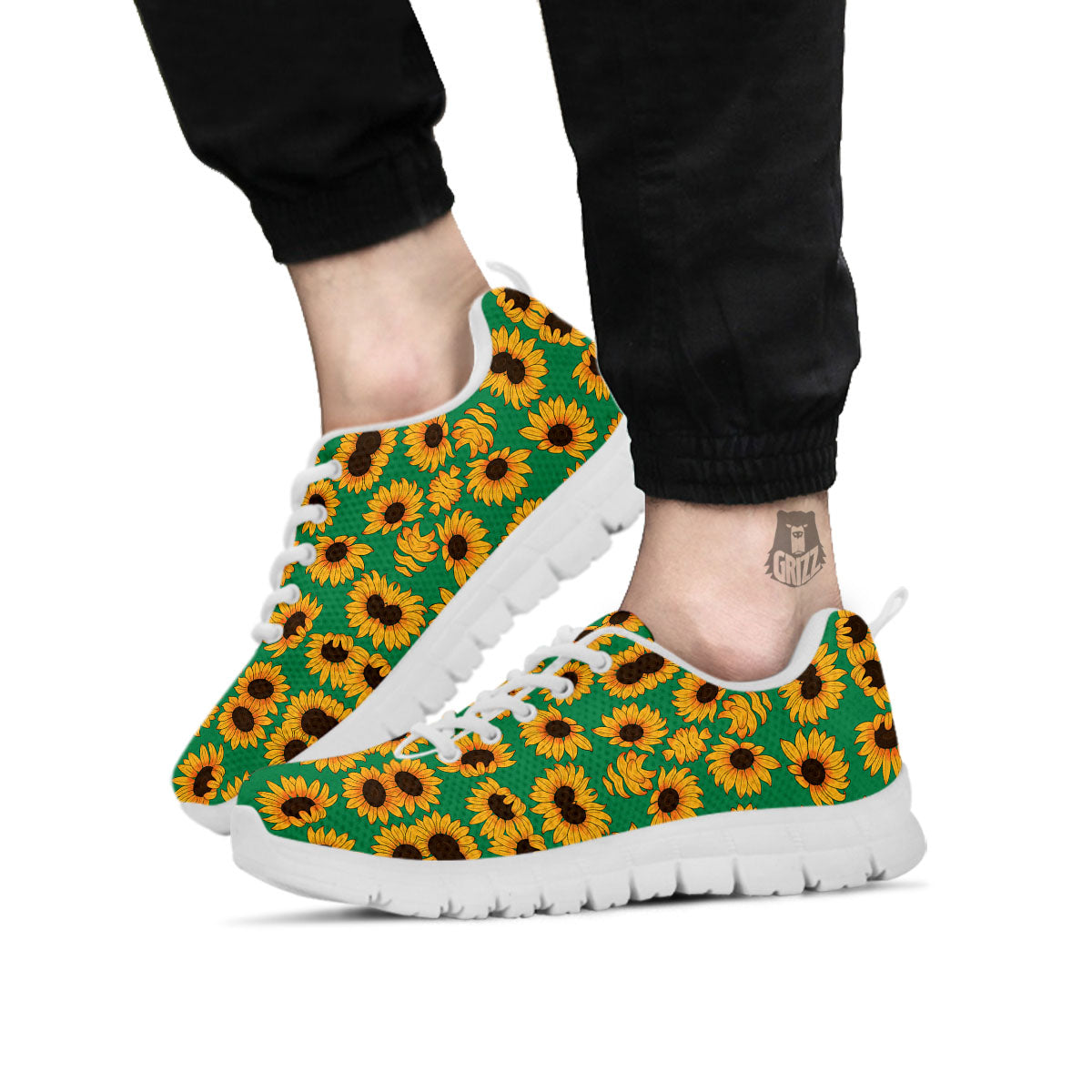 Sunflower Green Print Pattern White Sneaker-grizzshop