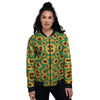 Sunflower Green Print Pattern Women's Bomber Jacket-grizzshop