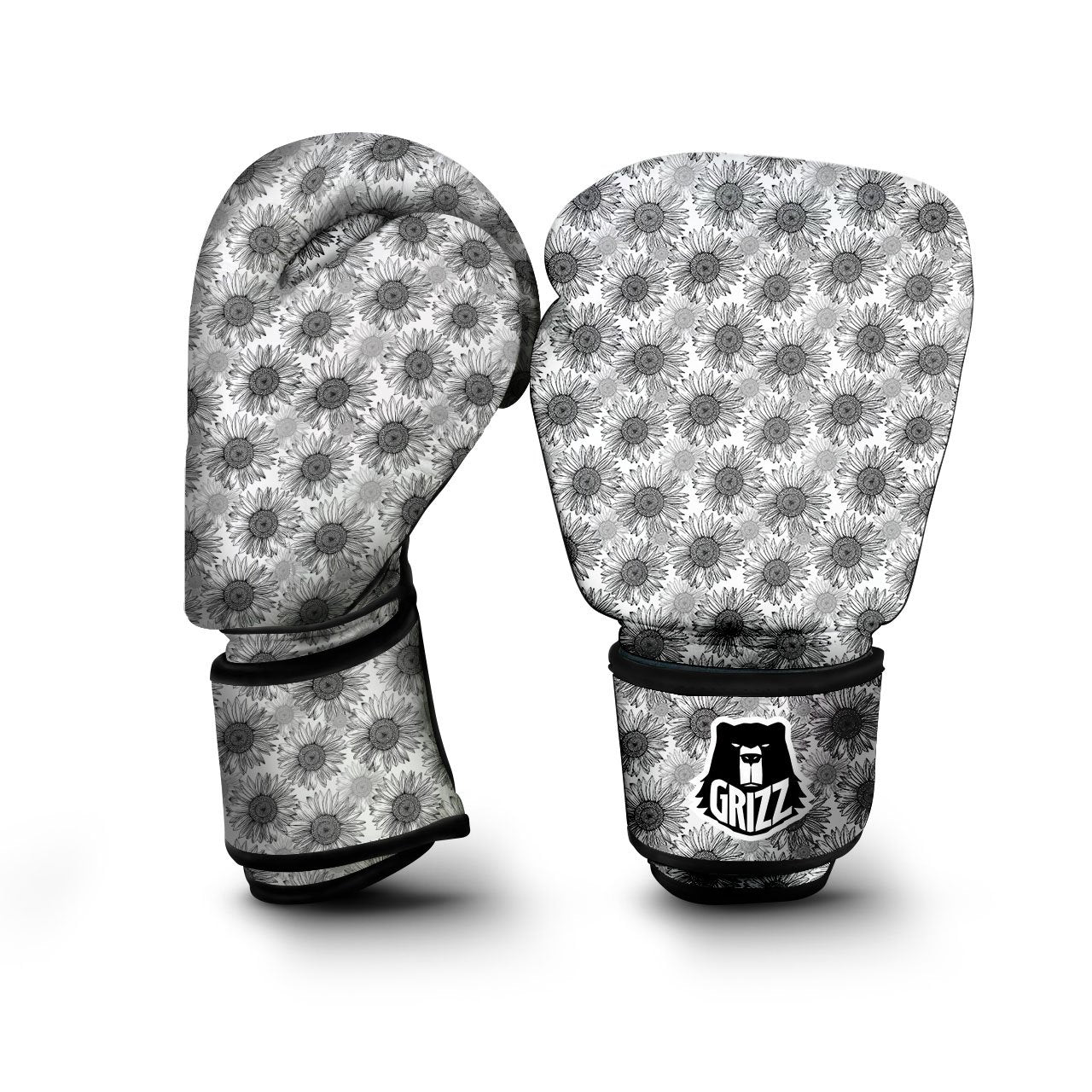 Sunflower Hand Drawn Print Pattern Boxing Gloves-grizzshop