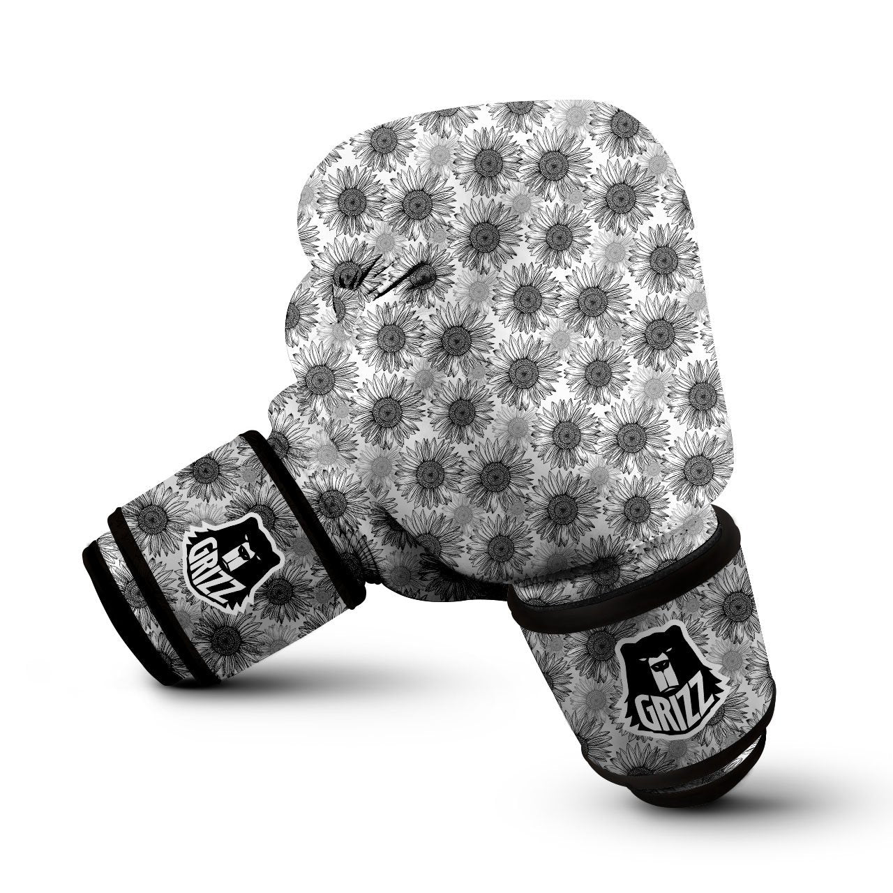 Sunflower Hand Drawn Print Pattern Boxing Gloves-grizzshop