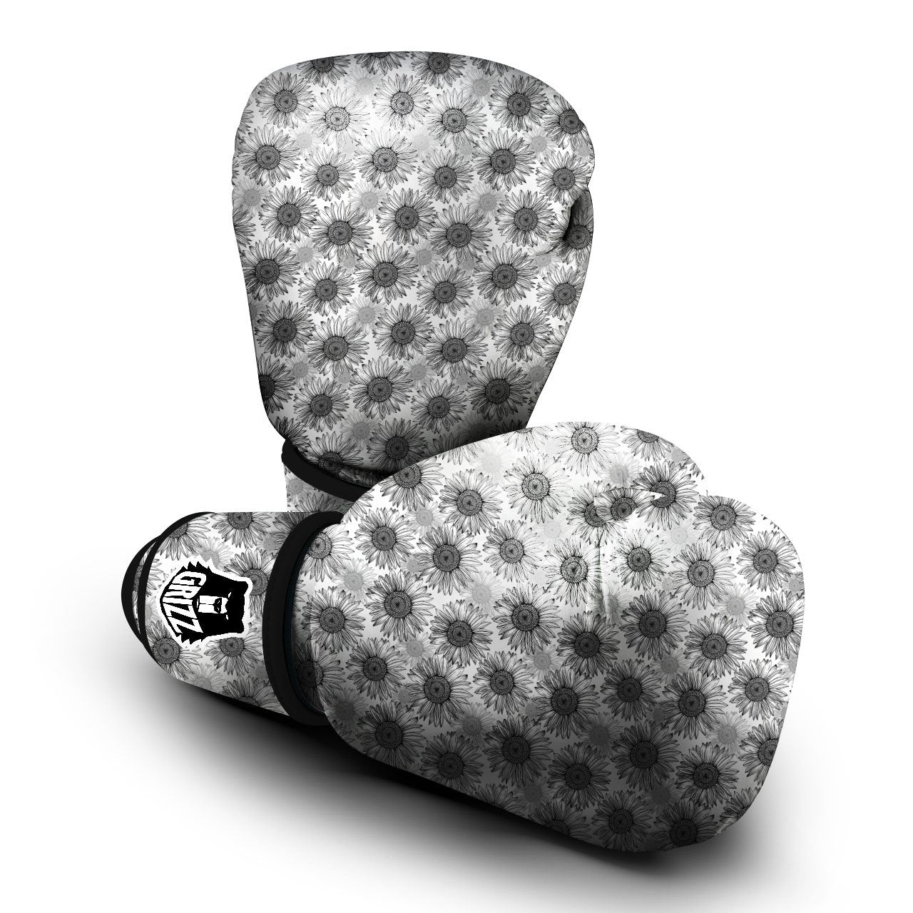 Sunflower Hand Drawn Print Pattern Boxing Gloves-grizzshop