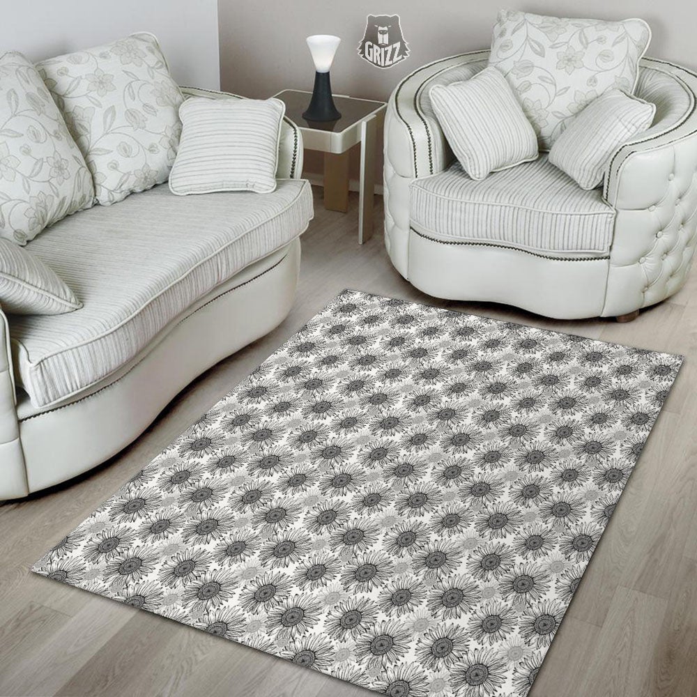 Sunflower Hand Drawn Print Pattern Floor Mat-grizzshop
