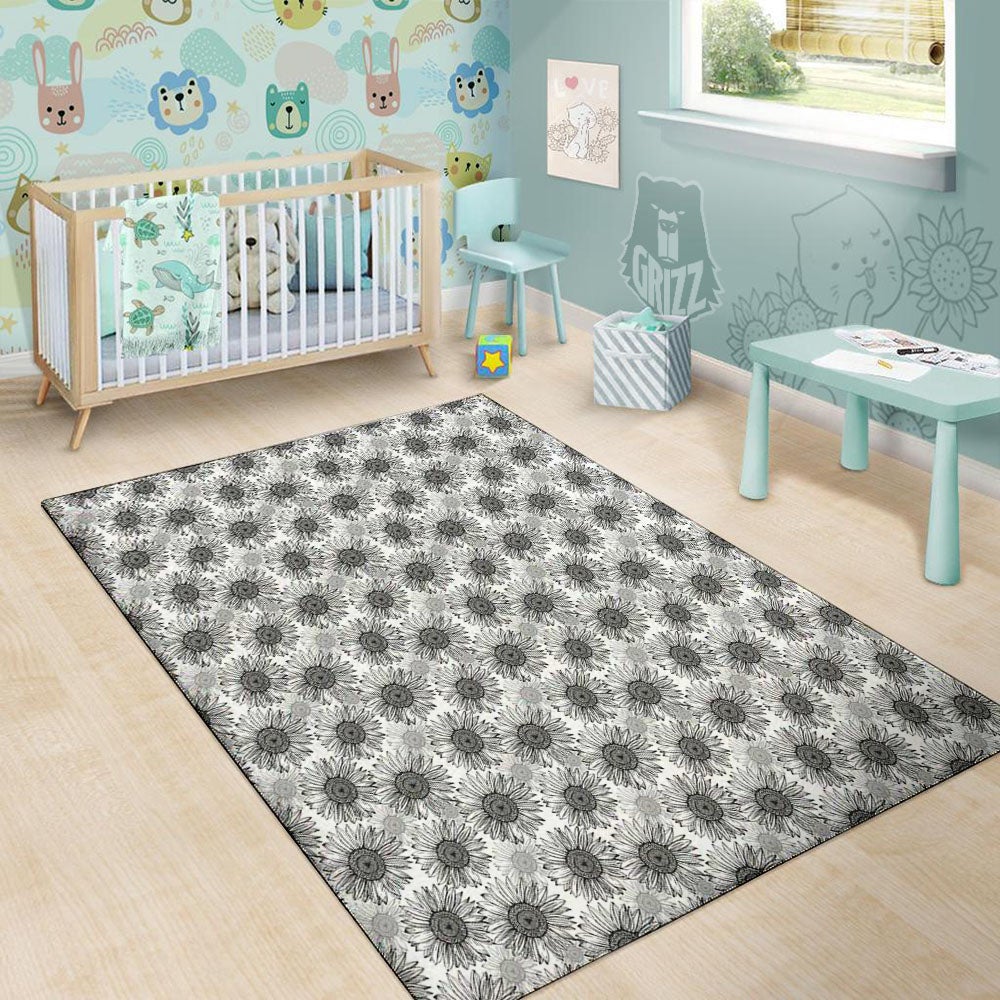 Sunflower Hand Drawn Print Pattern Floor Mat-grizzshop