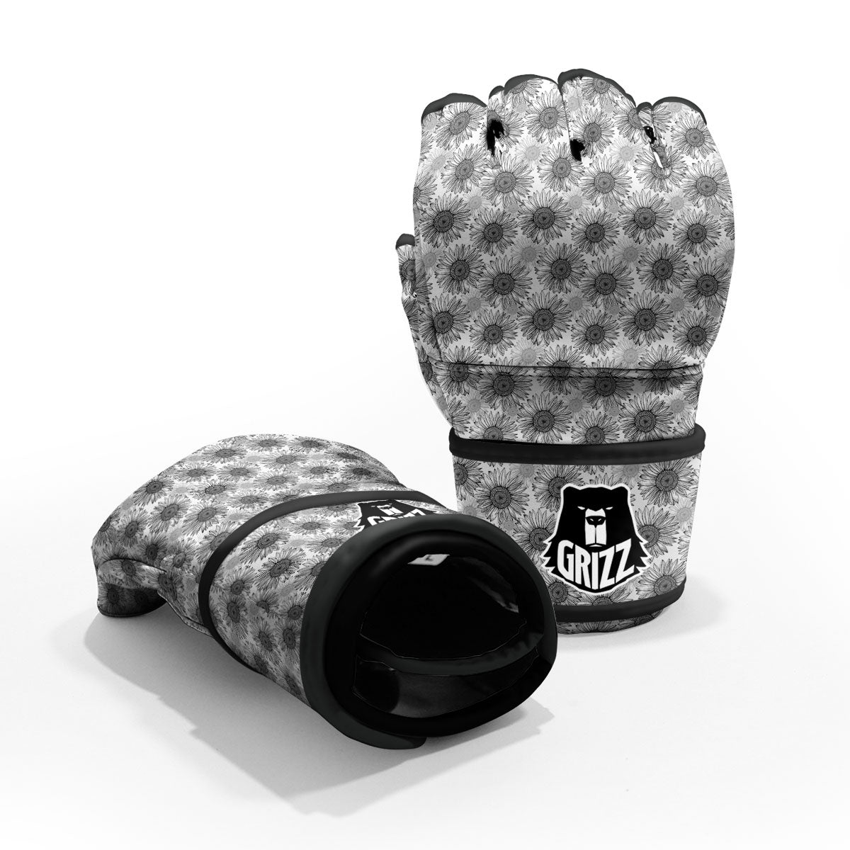 Sunflower Hand Drawn Print Pattern MMA Gloves-grizzshop