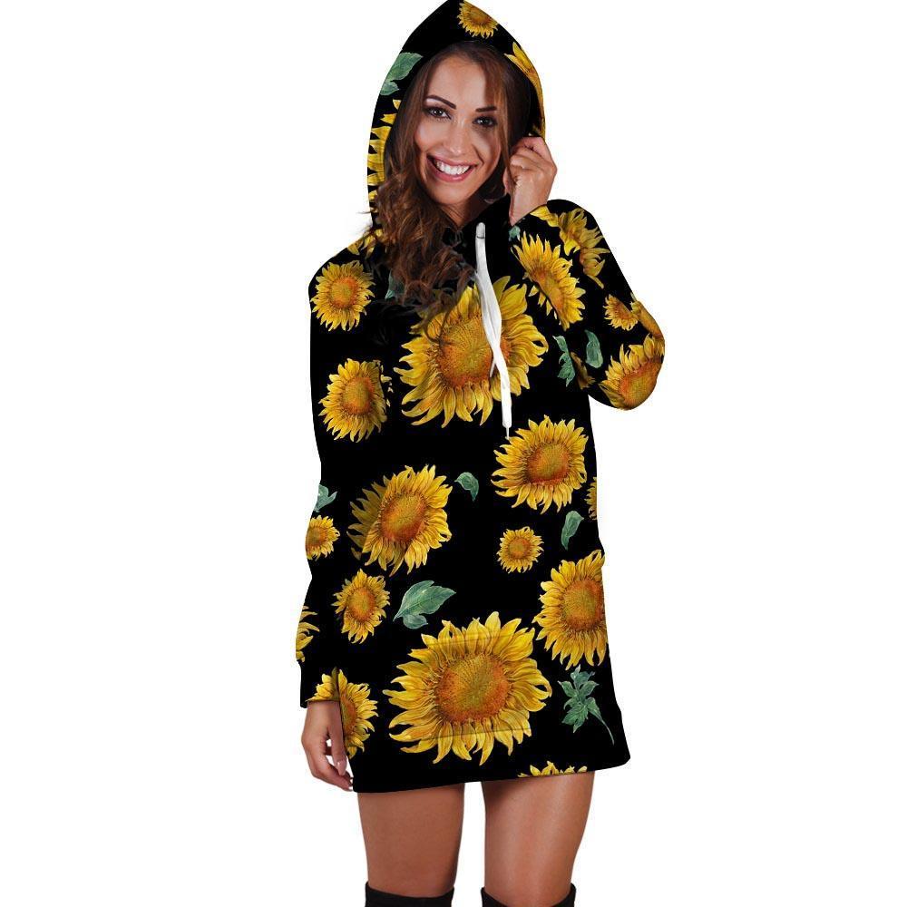 Sunflower Hoodie Dress-grizzshop