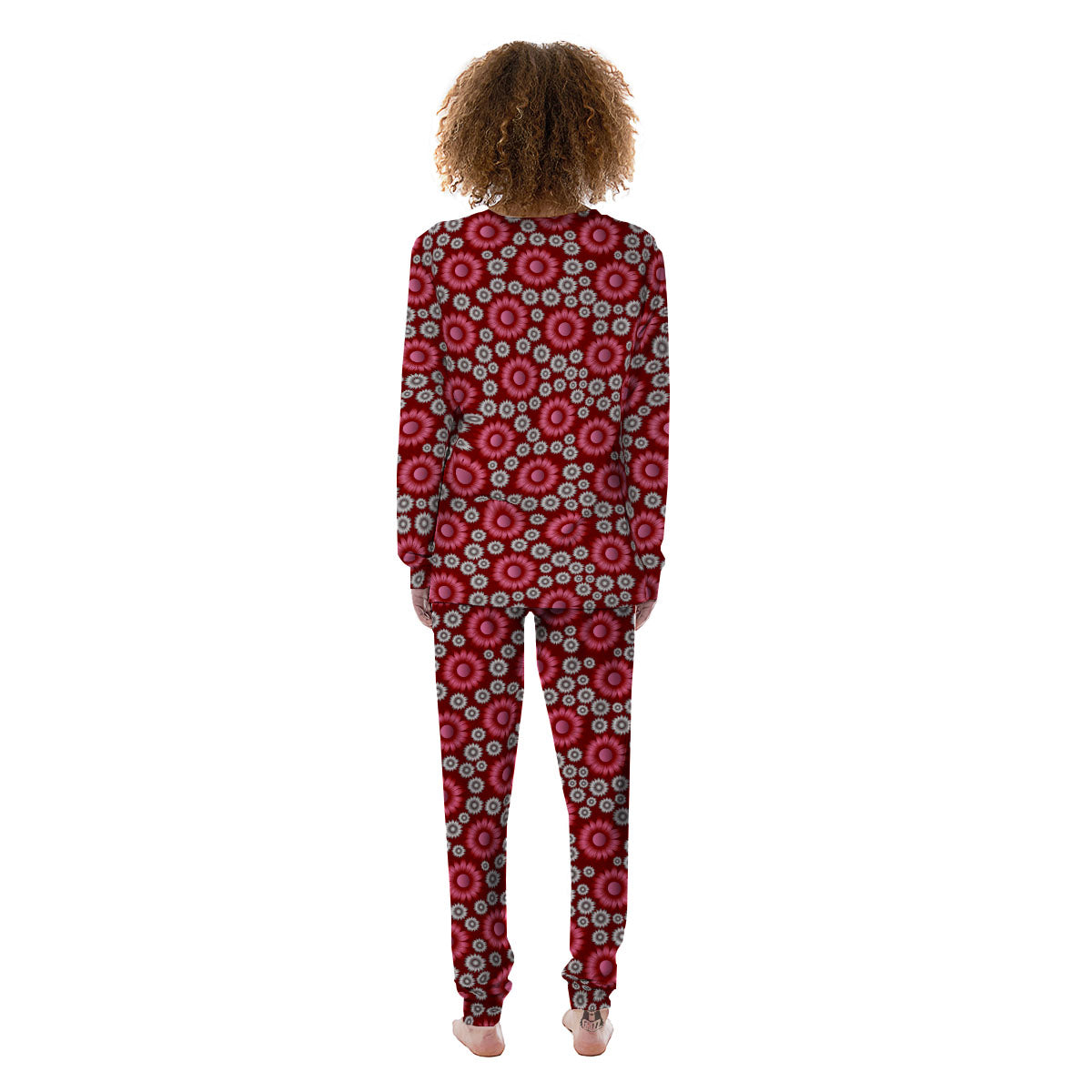 Sunflower Magenta Pink Print Pattern Women's Pajamas-grizzshop