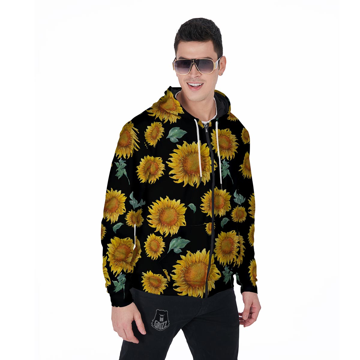 Sunflower Men's Zip Up Hoodie-grizzshop