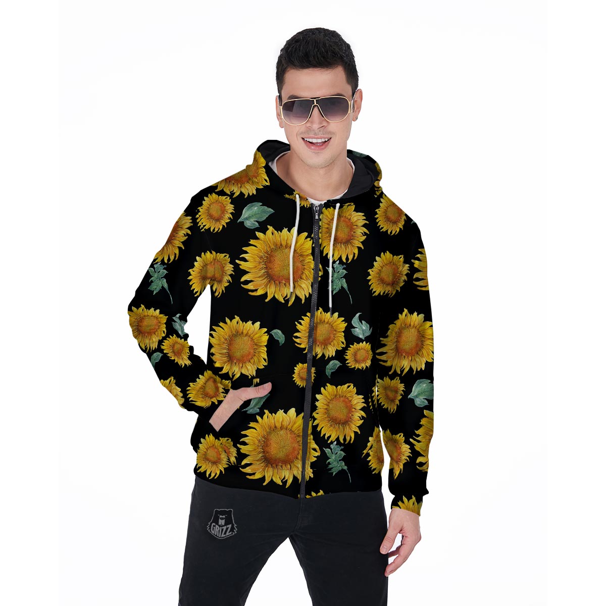 Sunflower Men's Zip Up Hoodie-grizzshop