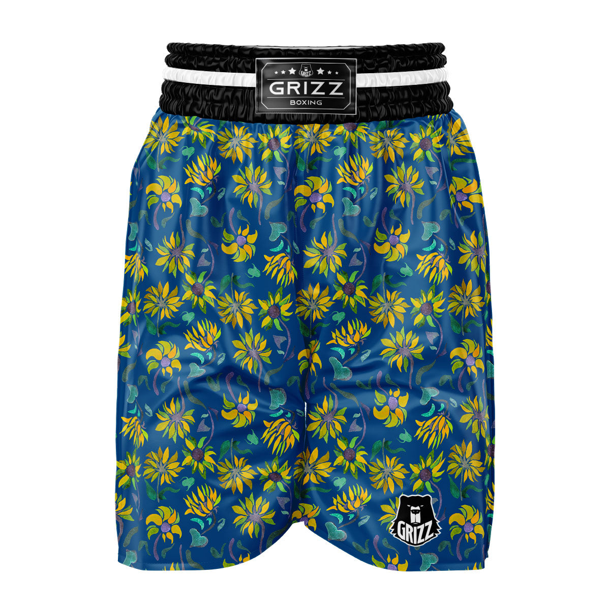 Sunflower Navy Print Pattern Boxing Shorts-grizzshop